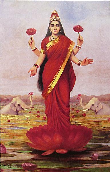 Raja Ravi Varma Goddess Lakshmi Norge oil painting art